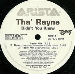 descargar álbum Tha' Rayne - Didnt You Know