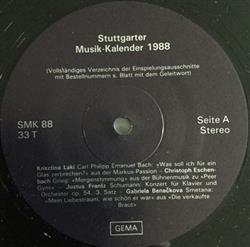 ladda ner album Various - Stuttgarter Musik Kalender 1988