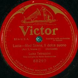télécharger l'album Luisa Tetrazzini - Lucia Mad Scene II Dolce Suono Act 3 Scene 2