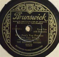 last ned album The Boswell Sisters - Why Dont You Practice What You Preach Dont Let Your Love Go Wrong