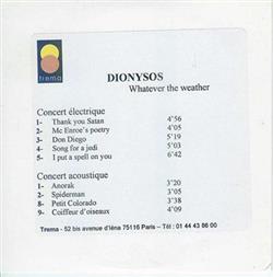 Dionysos - Whatever The Weather Electrique Et Acoustique