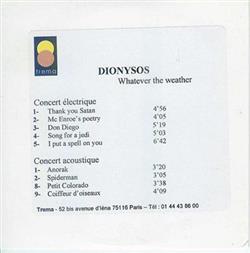 Download Dionysos - Whatever The Weather Electrique Et Acoustique