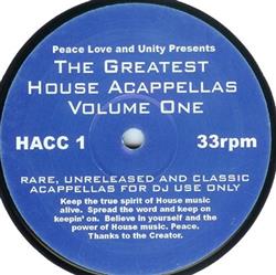 Various - The Greatest House Acappellas Volume One