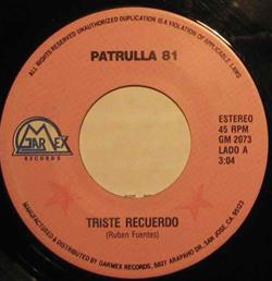 ladda ner album Patrulla 81 - Triste Recuerdo