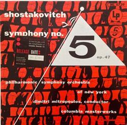 Shostakovitch Philharmonic Symphony Orchestra Of New York Dimitri Mitropoulos - Symphony No 5 Op 47