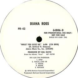 écouter en ligne Diana Ross - What You Gave Me
