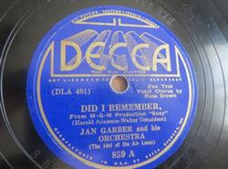 Download Jan Garber And His Orchestra - Did I Remember Im Just Beginning To Care