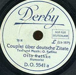 last ned album Otto Rathke - Couplet Über Deutsche Zitate Eine Gerichtsverhandlung