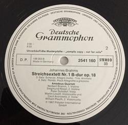Johannes Brahms AmadeusQuartett Cecil Aronowitz William Pleeth - Streichsextett Nr 1 B dur Op 18 Promo