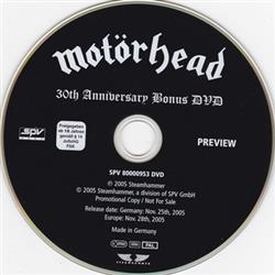 lyssna på nätet Motörhead - 30th Anniversary Bonus DVD
