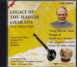 Vinay BharatRam - legacy of the maihar gharana CD 4